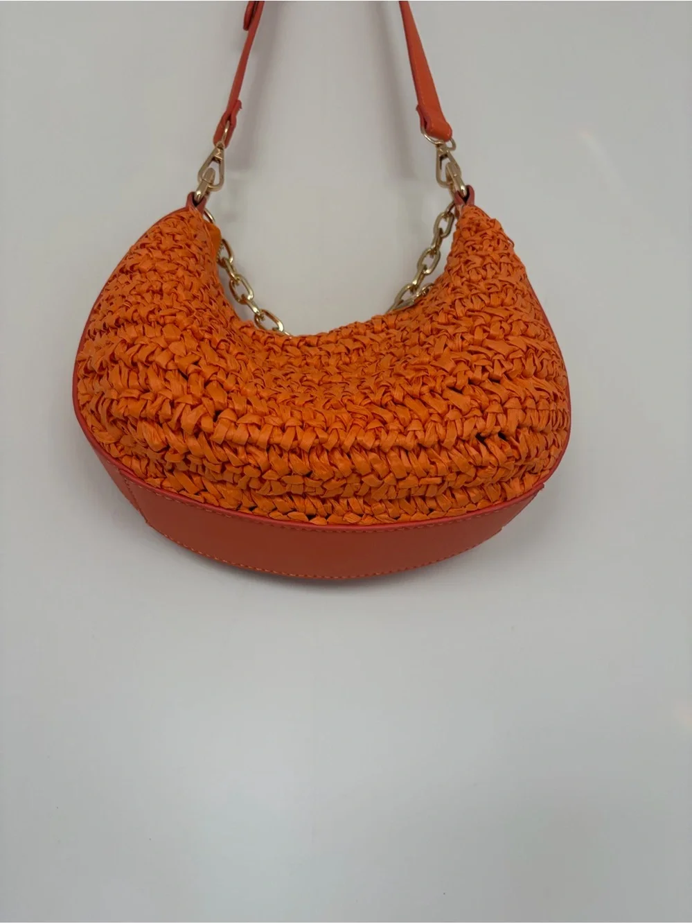 URBAN Orange Woven crossbody Shoulder Bag with Gold Hardware